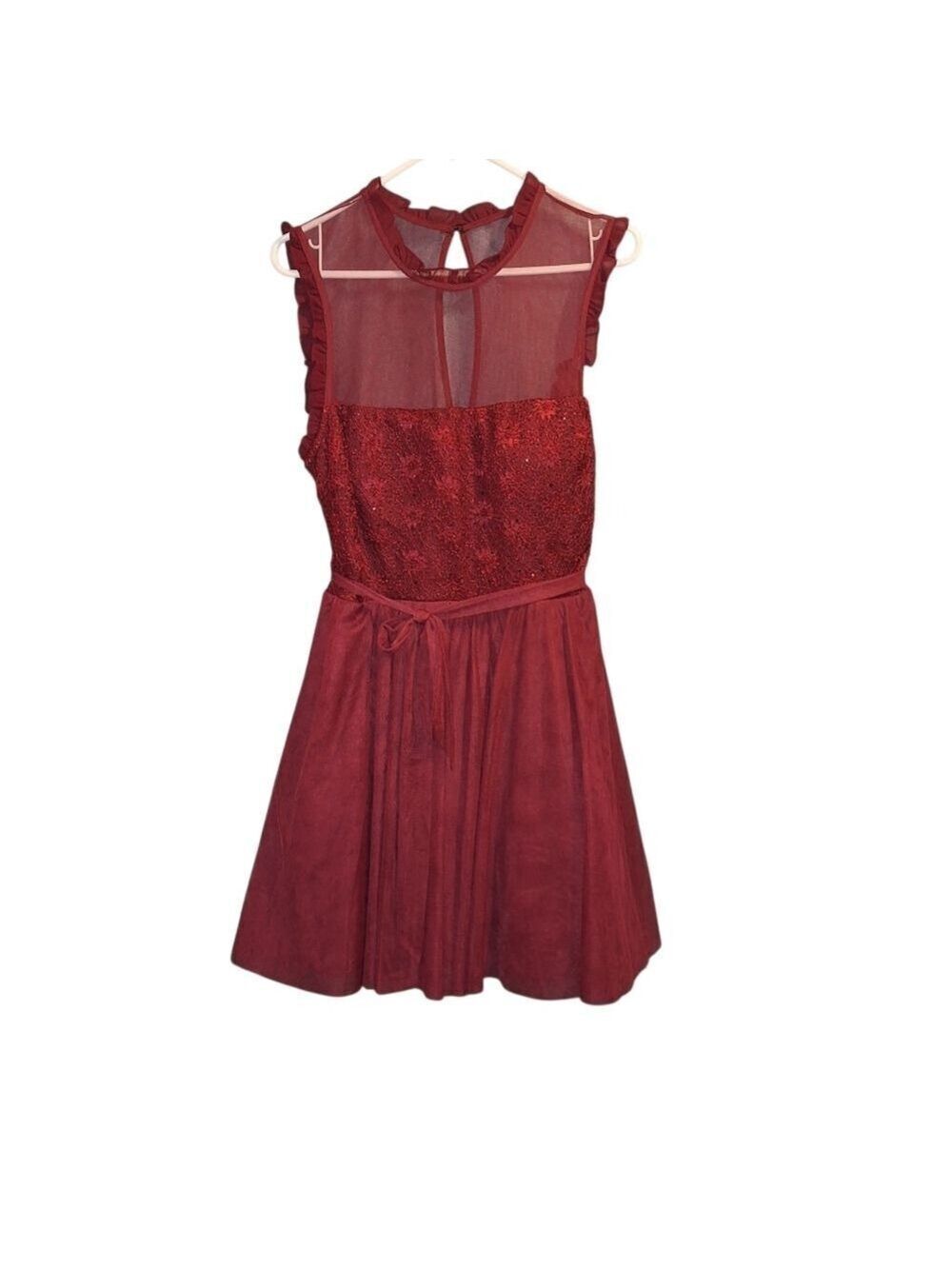 City Studio Burgundy Tulle Mini Dress Size 15/16